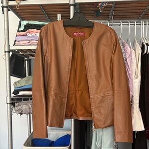 Max Mara Women's Nappa Leather Jacket, 100% genuine lamb leather